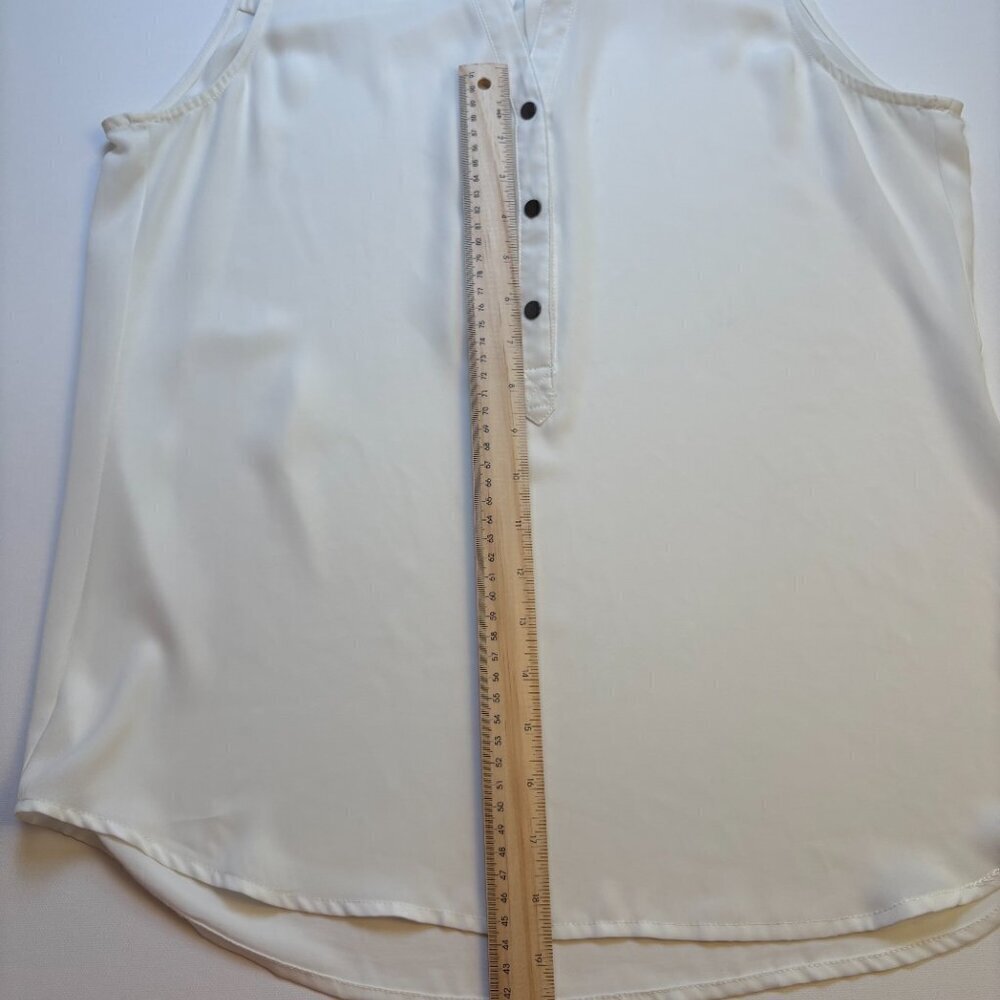 Adrianna Papell Sleeveless Henley Blouse Ivory White Small - Picture 4 of 8